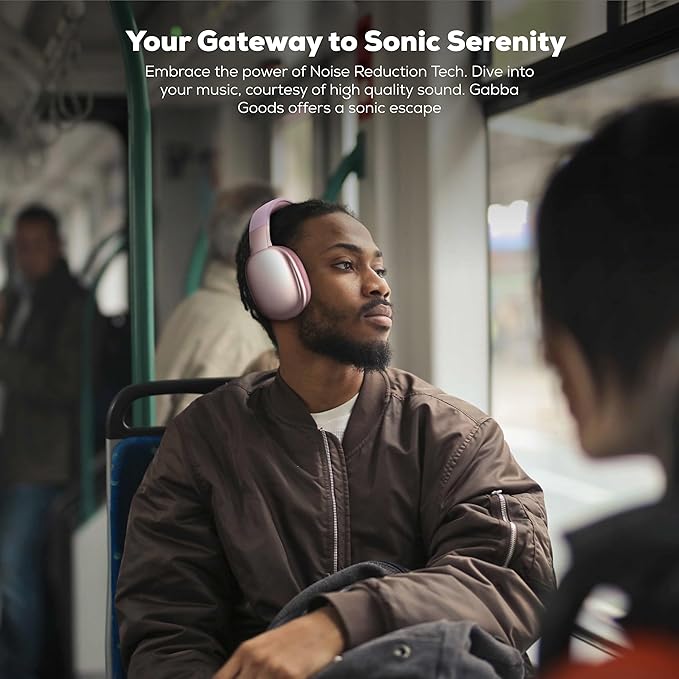 Gabba Goods Wireless Over Ear Bluetooth Headphones with Microphone - Wireless Headset -Noise Reduction - Bluetooth, Wired,Built in Micro SD for Travel, Home, Work TV,PC,Gaming,Cellphone (Pink)