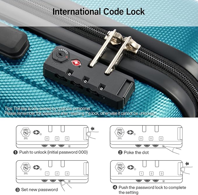 Hanke Hardshell Luggage Sets 2 Piece Extra Large Suitcases with Lock,28 Inch Luggage with Spinner Wheels, Travel Suitcase for Women Men 20 29Inch,Caribbean Blue