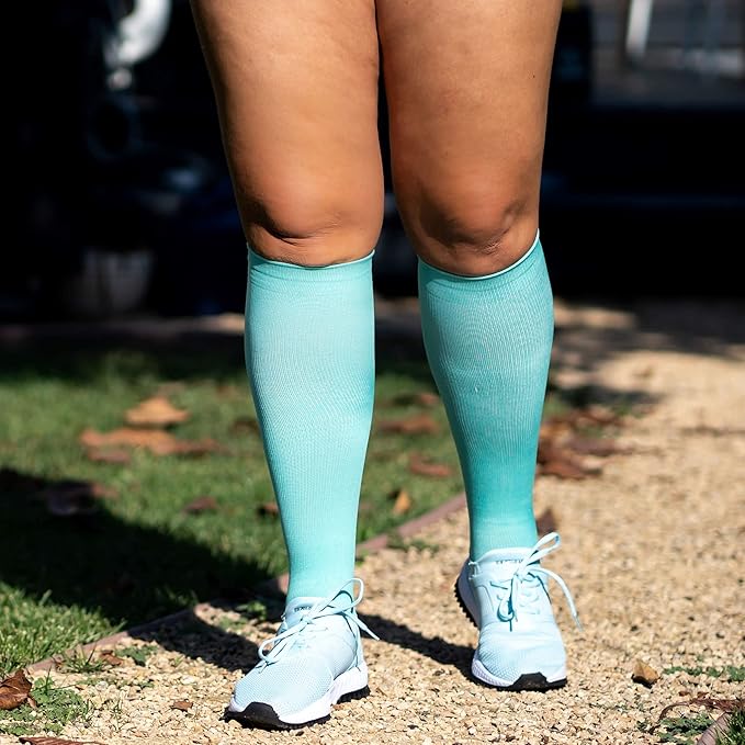 Wide Calf Compression Socks for Women & Men Extra Large Size Support Socks for Nurses Running Pregnant Travel, 15-20 mmHg