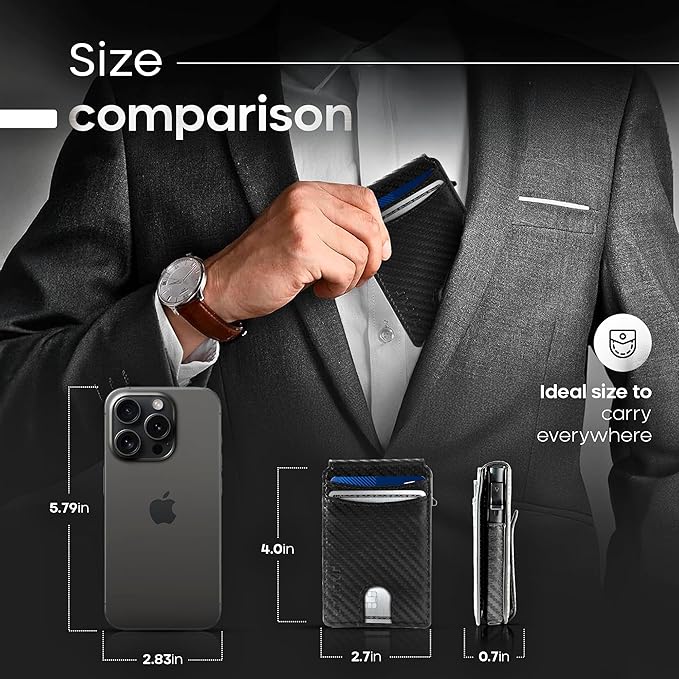 Smart Wallet With Tracker, RFID Blocking, Money Clip For Men, Works with Apple Find My (iOS Only), No Need for AirTag, Minimalist Wallet, All-in-One Model, Gift For Men.