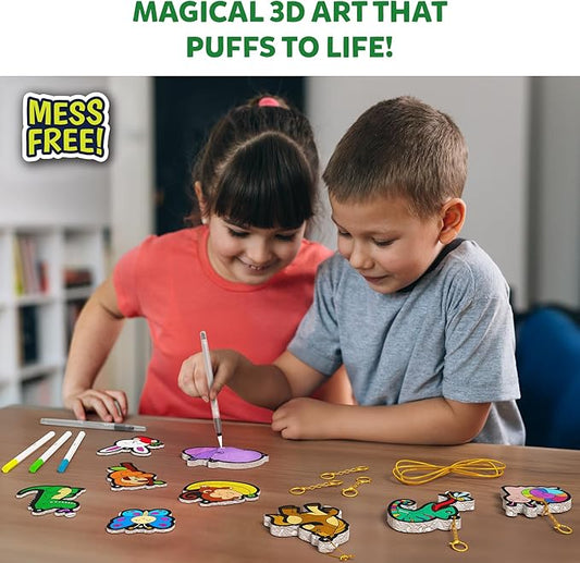 Skillmatics 3D Art Kit - Aqua Puffs Animals, Stocking Stuffers, Paint by Number Craft for Kids, DIY Color & Inflate Activity, Travel & Chirstmas Gift for Girls & Boys Ages 4, 5, 6, 7, 8, 9, 10