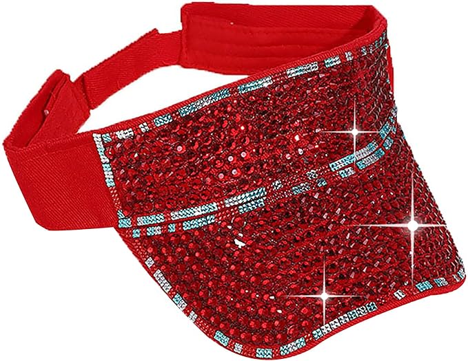Bling Shiny Rhinestone Sports Sun Visor Hat for Women Summer Adjustable Breathable Beach Visor Caps Running Golf Sun Hat