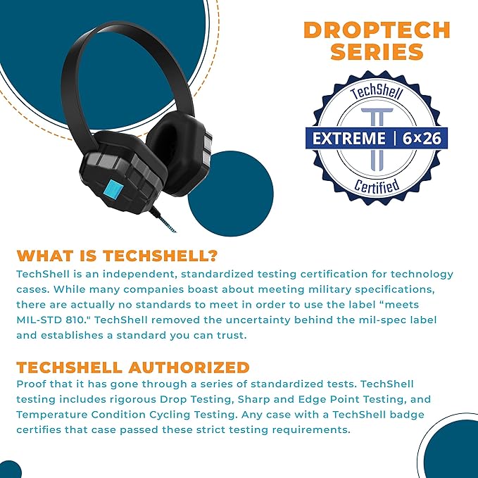 Gumdrop DropTech B1 On-Ear Headphone. Designed for K-12 Students, Teachers and Classrooms – Drop Tested, Rugged and Reliable for an Enhanced Educational Learning Experience. Color – Black
