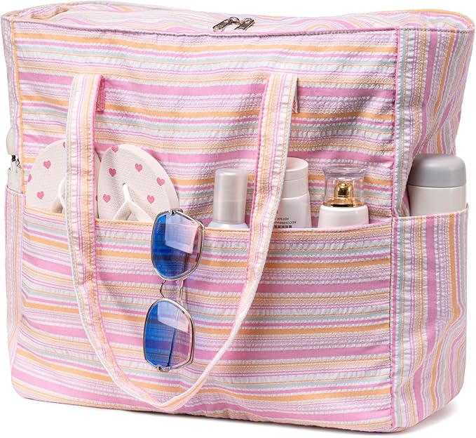 Bluboon Waterproof Beach Tote Pool Bags for Women Ladies Extra Large Carry On Bag With Wet Compartment for Weekender Travel