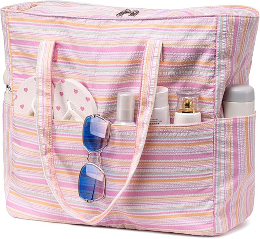 Bluboon Waterproof Beach Tote Pool Bags for Women Ladies Extra Large Carry On Bag With Wet Compartment for Weekender Travel