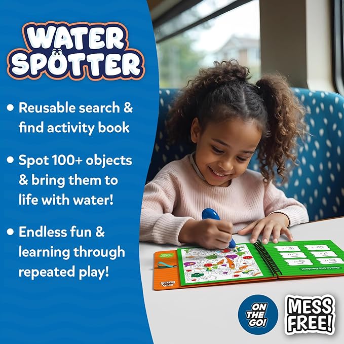 Skillmatics Reusable Search & Find Book - Water Spotter, Mess-Free Learning Activity, Stocking Stuffers, Christmas Fun, Travel Toy, Gifts for Boys & Girls Ages 4, 5, 6, 7, 8