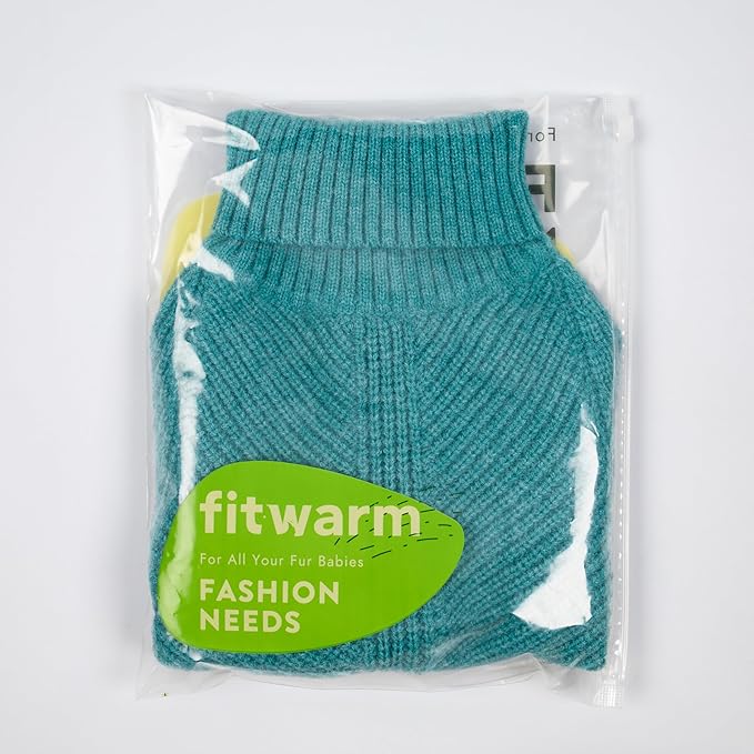Fitwarm Turtleneck Dog Sweater, Thermal Winter Clothes for Small Dogs, Boy Girl, Sweater, Jumper, Teal Blue, XL
