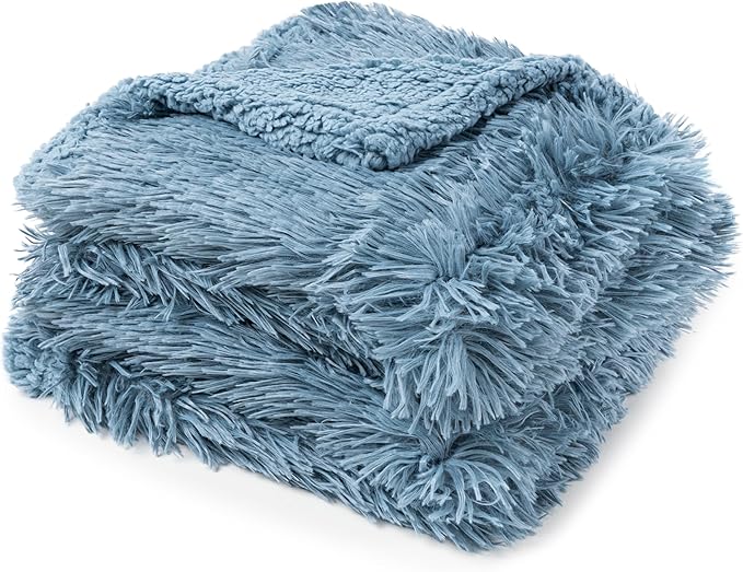 PetAmi Waterproof Dog Blanket for Small Medium Dogs, Calming Fleece Cat Blanket, Couch Protector Washable Sherpa Faux Fur Pet Throw for Puppy, Soft Reversible 29x40 Light Blue