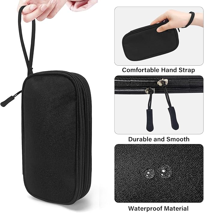 SMONT Cord Cable Organizer Travel Charger Bag Electronic Pouch Case Black