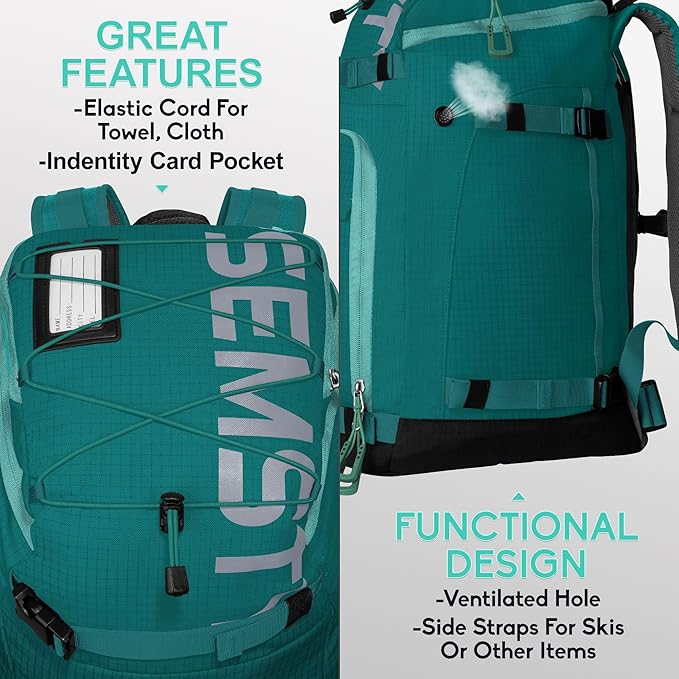 Ski Boot Bag, 55L/70L Waterproof Ski and Snowboard Boots Travel Backpack for Skis, Snowboard, Ski Helmet, Goggles, Gloves & Accessories