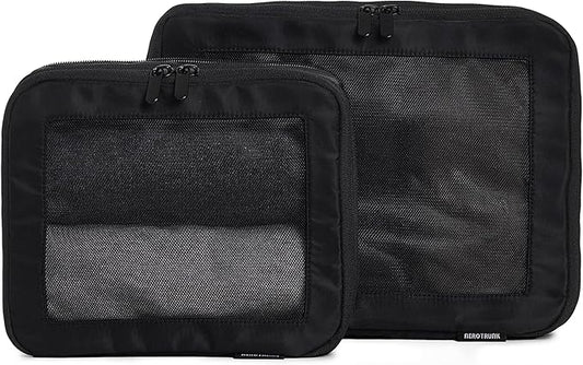 Aerotrunk Compression Packing Cubes for Travel - Luggage Organizer Bags - Double Zipper Packing Cubes for Suitcases (2-Pack, Black)