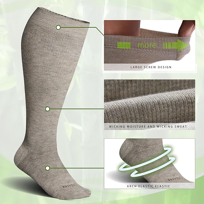 LEVSOX Wide Calf Compression Socks for Women&Men Plus Size 15-20mmHg Knee High Large Support Stockings for Circulation