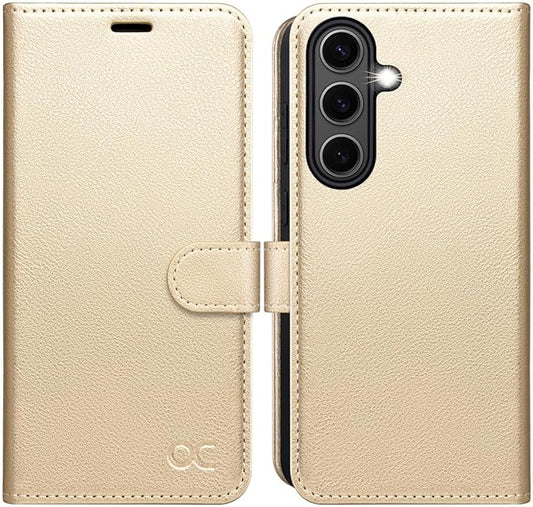 OCASE Compatible with Galaxy S25 Plus Wallet Case, PU Leather Flip Folio Case with Card Holders RFID Blocking Kickstand [Shockproof TPU Inner Shell] Protective Phone Cover 6.7 Inch 2025, Gold
