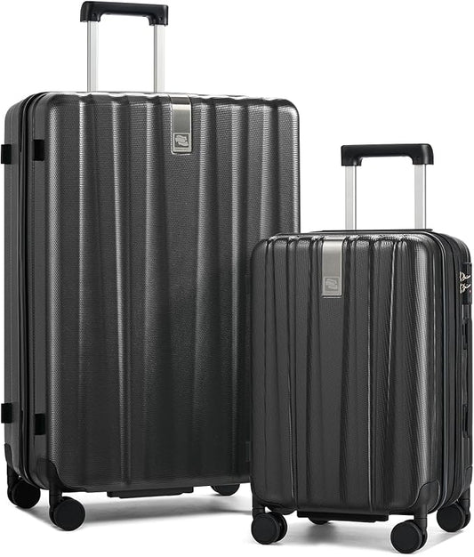Hanke Expandable Hardshell Luggage Sets 2 Piece Extra Large Suitcases with Lock,28 Inch Luggage with Spinner Wheels, Travel Suitcase for Women Men 20 29Inch,Jet Black