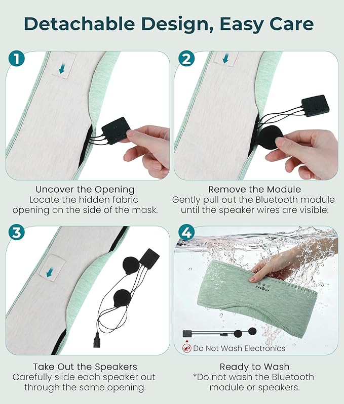 MUSICOZY Bluetooth 5.4 Sleep Headphones Eye Mask with Seaweed Fiber Cotton, Ultra Soft Fully Wrapped Sleep Mask with Headphones for Side Sleepers, 14 Hours Playtime, Gifts for Men Women