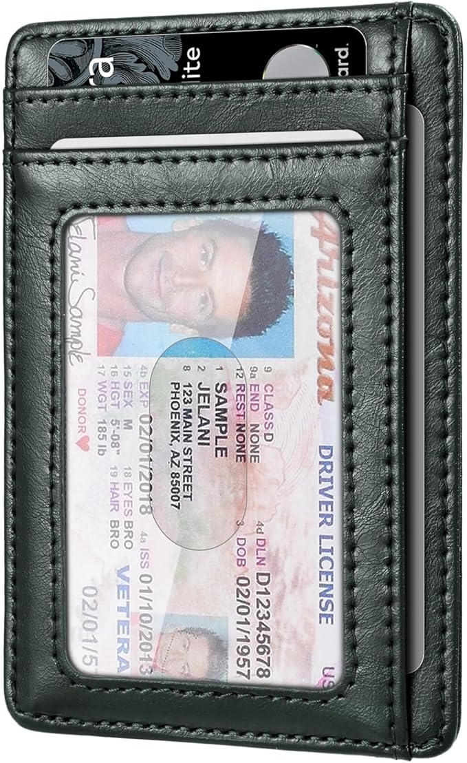 RUNBOX Slim ID Cases Minimalist Front Pocket RFID Blocking Leather Wallets for Men and Women Card Holder Wallets Gifts for men