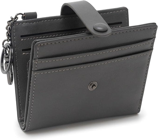 Alldaily Slim Keychain Wallet for Women, RFID Blocking Small Bifold Travel Credit Card Holder (Grey)