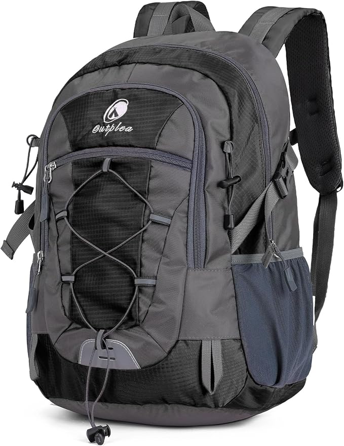 25L Small Hiking Backpack Daypack for Men, Waterproof Outdoor Backpack with Chest Strap for Camping, Black