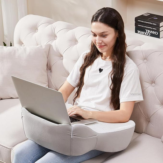 Lap Desk, Laptop Lap Desk Lap Desk with Cushion, Laptop Pillow for Lap, Portlands Portable Desk Pad, Gaming Pillow Work Pillow for Bed, Couch, Car(Ash Gray)