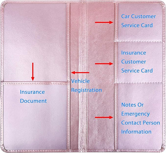 Wisdompro Car Document Holder Organiser, PU Leather Vehicle Insurance and Registration Holders Wallet Case for ID Card, Driving Licence, Key Contact Information Cards