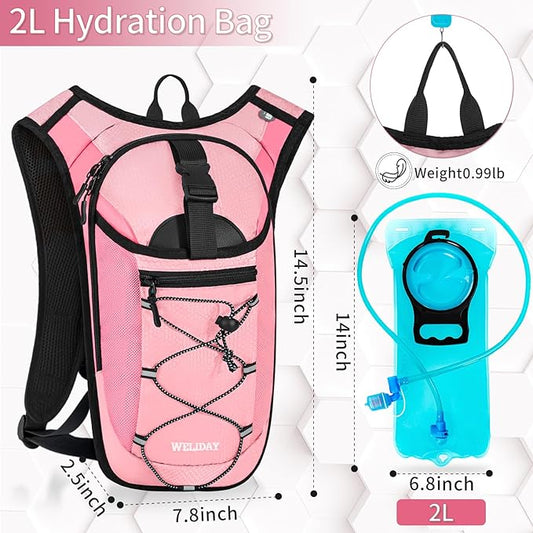 Hydration Backpack with Leak Proof Water Bladder, Lightweight Hydro Water Daypack for Rave, Cycling, Running, Hiking, Climbing