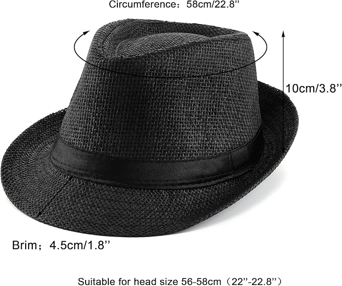 FALETO Unisex Summer Panama Straw Fedora Hat Short Brim Beach Sun Cap Classic