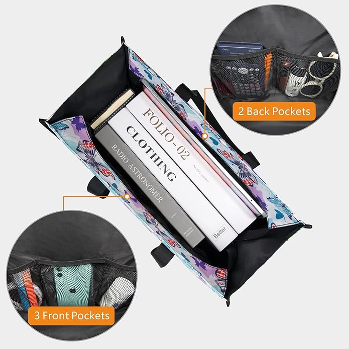 TOPDesign Utility Water Resistant Tote Bag with 13 Pockets, Top Zipper Closure & Thick Bottom Support, for Working Women