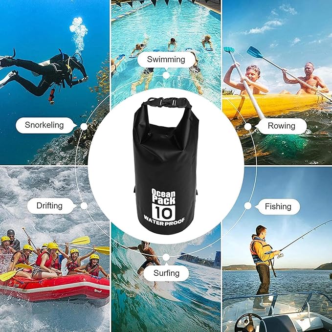 Roll Top Dry Bag - Floating Dry Sack, Lightweight Waterproof Pouch, Tight Closure with Detachable Shoulder Belt, Outdoor Activities for Hiking Camping Swimming Fishing Boating