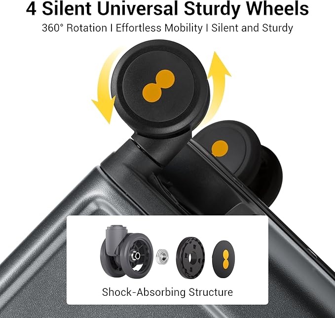 LEVEL8 Zipperless Carry On Luggage Airline Approved with Aluminum Frame, Hard Shell Suitcase with Spinner Wheels, Metal Checked Luggage with Double Tsa Locks, 20 Inch, Grey