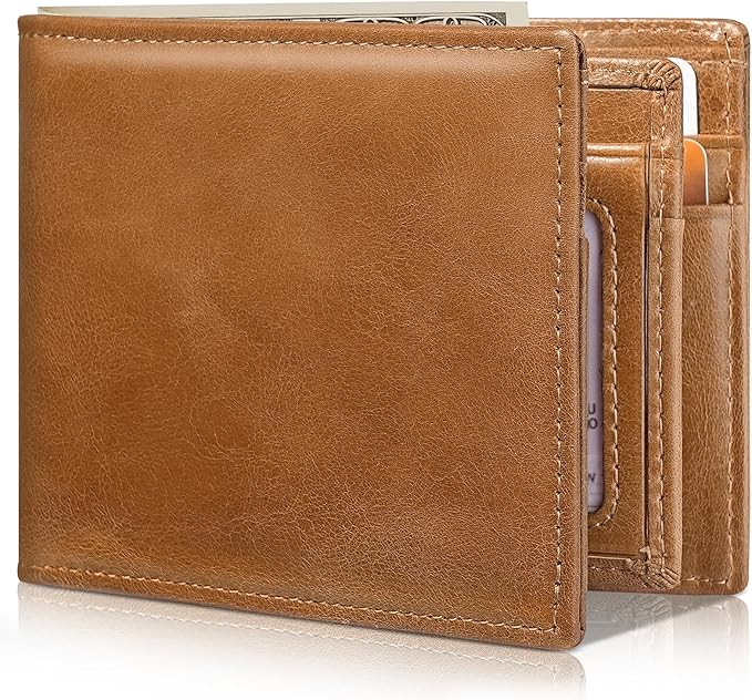 Artpaxy Mens Wallet Bifold Genuine Leather RFID Blocking Wallet for Men with 1 ID Windows 13 Card Holders 2 cash pockets 1 Gift Box