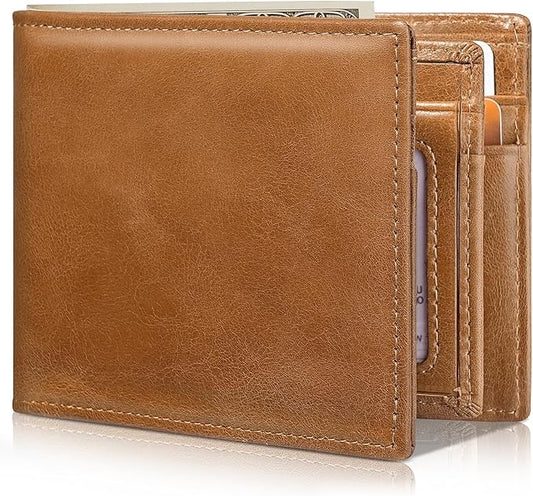 Artpaxy Mens Wallet Bifold Genuine Leather RFID Blocking Wallet for Men with 1 ID Windows 13 Card Holders 2 cash pockets 1 Gift Box