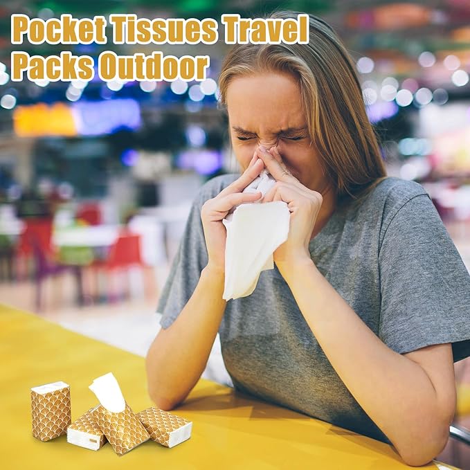 Therwen 100 Pack Pocket Tissues Travel Packs Bulk 1000 Sheet Mini Tissues Bulk 3 Ply Small Travel Size Paper Individual Pocket Size (Classic)