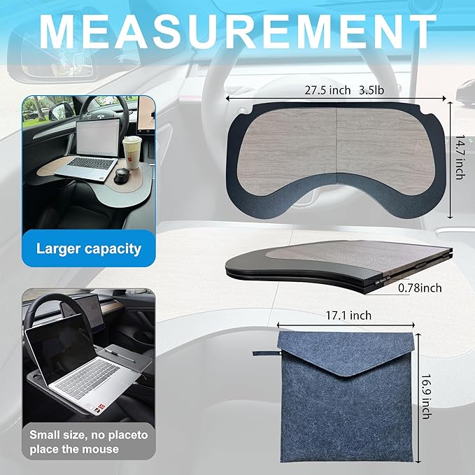 Smasener for Tesla Model 3 Model Y Car Laptop Table, Car Dining Table Tray, Foldable Large Size Multipurpose Tesla Car Tray, Tesla Accessories