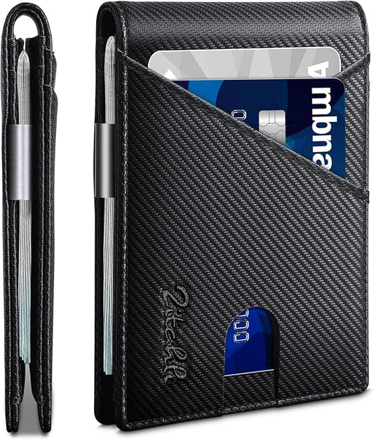 Zitahli Wallet for Men - with Money Clip Slim Leather Slots Credit Card Holder RFID Blocking Bifold Minimalist Wallets with Gift Box