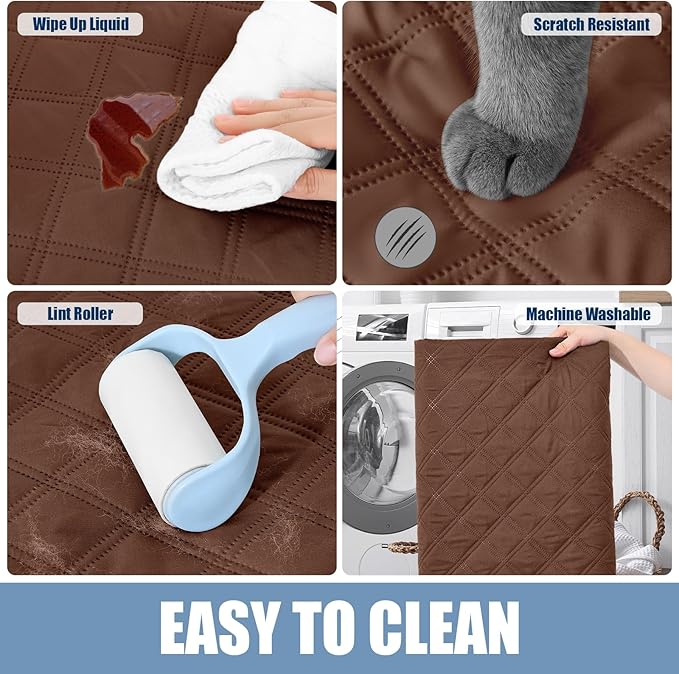 Smiry Waterproof Dog Bed Cover Pet Blanket, Soft Washable Dog Blanket for Furniture Bed Couch Sofa Reversible, Checkered (40"x80", Brown/Brown)