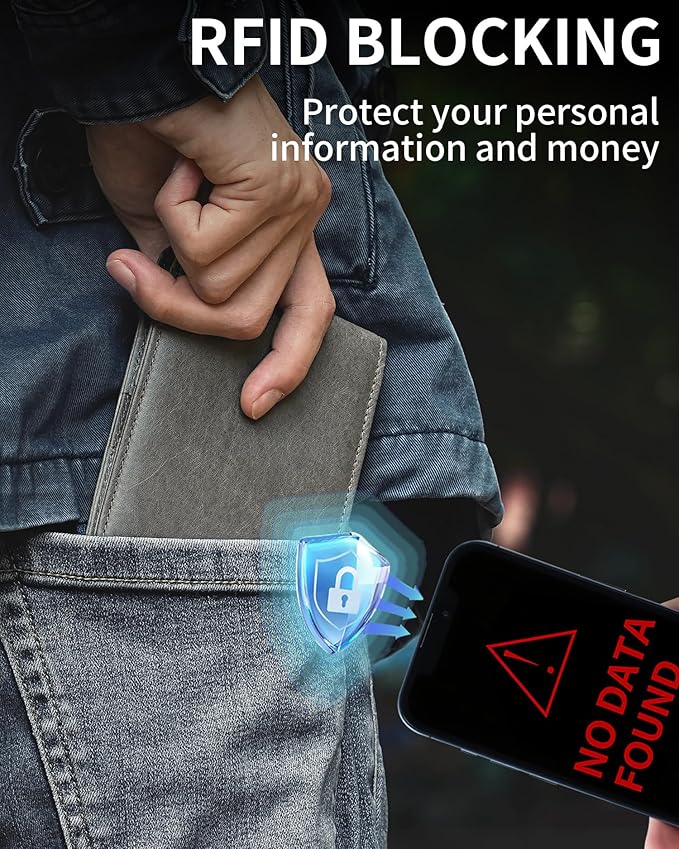 Artpaxy Mens Wallet Bifold Genuine Leather RFID Blocking Wallet for Men with 2 ID Windows 12 Card Holders 2 cash pockets 1 Gift Box