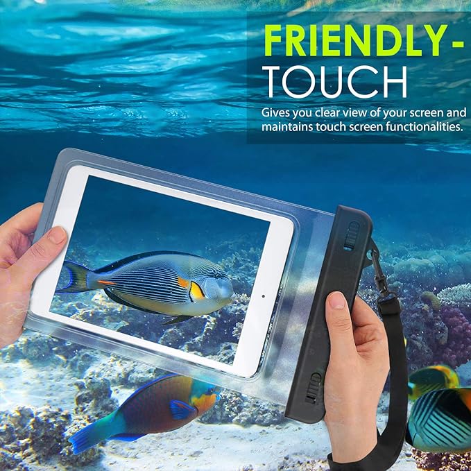 MoKo Waterproof Case, Dustproof Tablet Case Compatible with iPad mini 6 2021, iPad mini 5/4/3/2/1, Galaxy Tab A 8.0/8.4, Tab A7 Lite 8.7, Tab E 8.0, Huawei MatePad M5/T8 up to 8.3 Inches - Clear