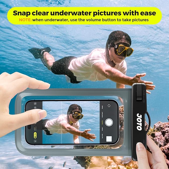 JOTO Up to 7" Universal Waterproof Phone Case for iPhone 17 Air 16 15 14 13 12 11 Plus Pro Max, IPX8 Cellphone Dry Bag XR X SE, Galaxy S23 S22 S21 S20+ S20 S10 Plus Note, Pixel -Grey