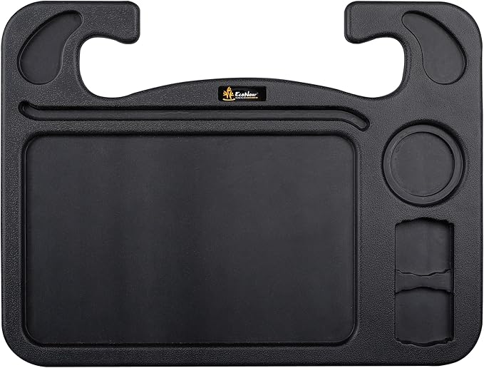 EcoNour 4 in 1 Car Steering Wheel Tray - 2024 Upgraded Tray with Dual Sauce Dip Holder and Tablet Holder | Spacious Steering Wheel Desk for Food and Laptop | Car Accessories (Large)
