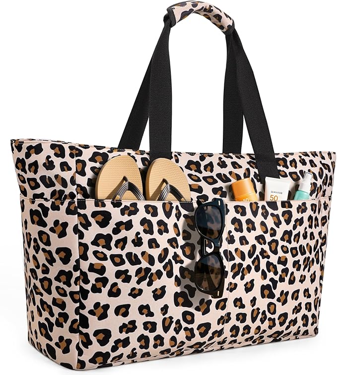Extra Large Beach Bag Waterproof Beach Totes Bags for Women, Lightweight Foldable Pool Bag with Zipper Wet Compartment