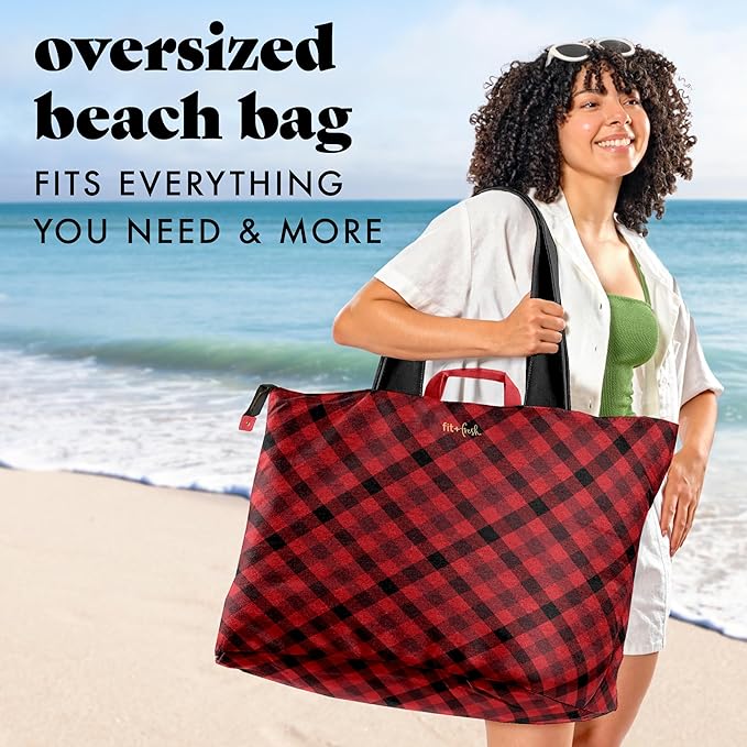 Fit & Fresh Large Beach Bag for Women - Extra Large Travel Tote With Pockets