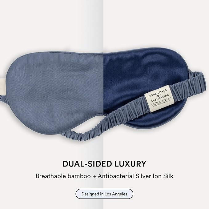 Clementine Sleepwear Essentials Organic Blue Lagoon Sleep Mask | Oversized Contoured Eye Mask with Bamboo and Silver Ion Silk for Sensitive Skin and Restful Sleep