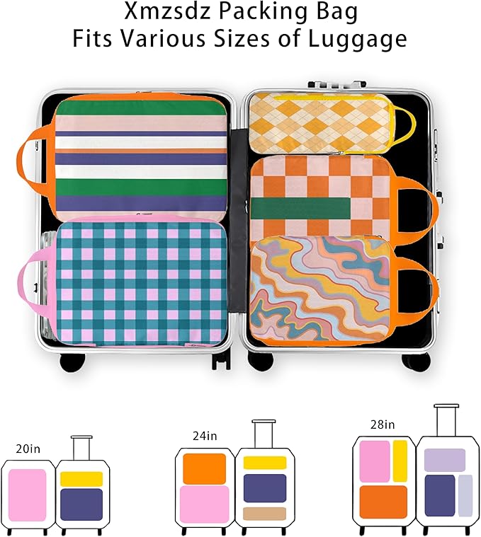 8 Pcs Compression Packing Cubes for Travel, Lightweight Waterproof Luggage Organizer Bags Set, Washable Packaging Cubes for Women Backpack Carry-On Suitcases