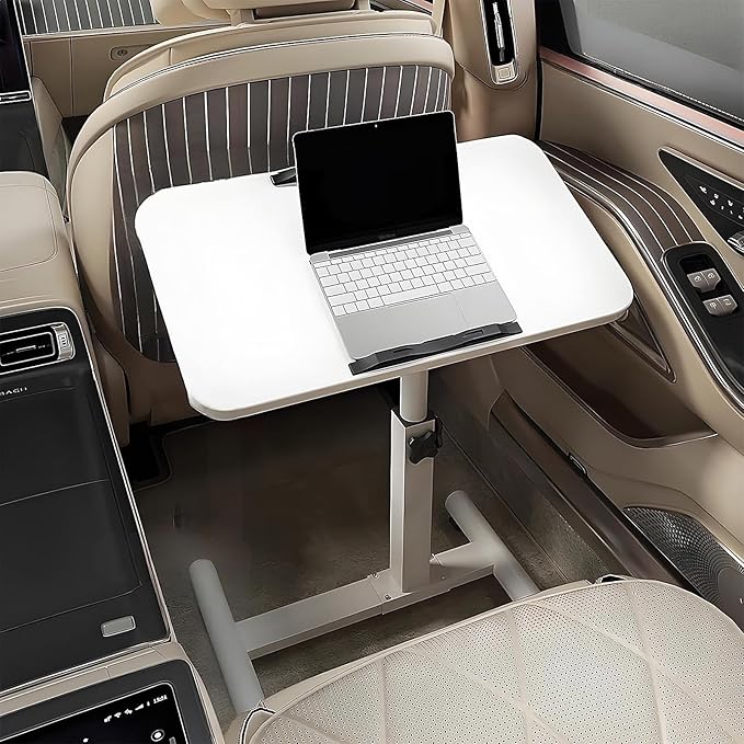 Portable Car Seat Tray Table, Multi-Functional Foldable Car Desk, RV Folding Table, Desk Computer Workstation for Motorhome, Car Computer Desk for Working, Eating (White, 23.6" Lx15.7 W/60x40cm)
