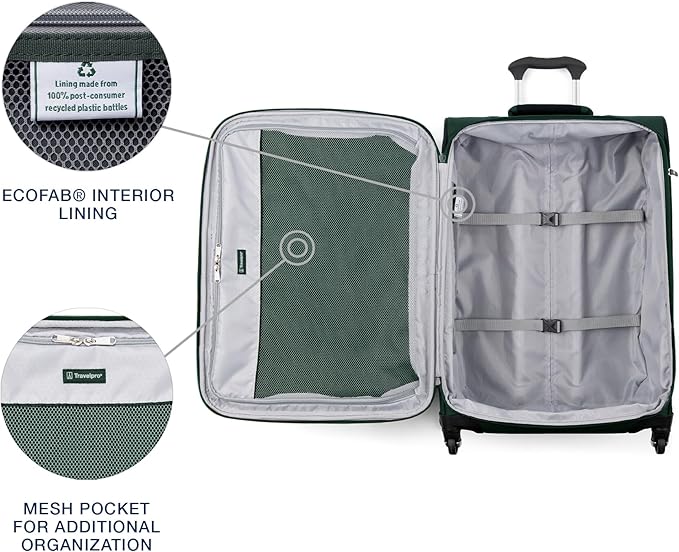 Travelpro Maxlite 5 Softside Expandable Checked Luggage with Spinner Wheels, Lightweight, 25-Inch — Forest Green