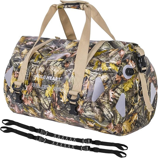 WILD HEART Waterproof Motorcycle Duffel Bag PVC500D Double-bottom With Rope Straps and Inner Pocket 40L 66L 100L for Kayaking, Camping, Boating,Motorcycle