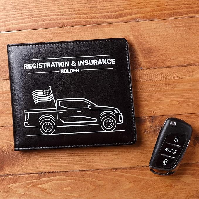 CANOPUS Car Registration & Insurance Holder with Magnetic Closure, Vehicle Document Organizer, Auto Glove Box Wallet, Includes 2 EZ Pass Strip Sets – Truck