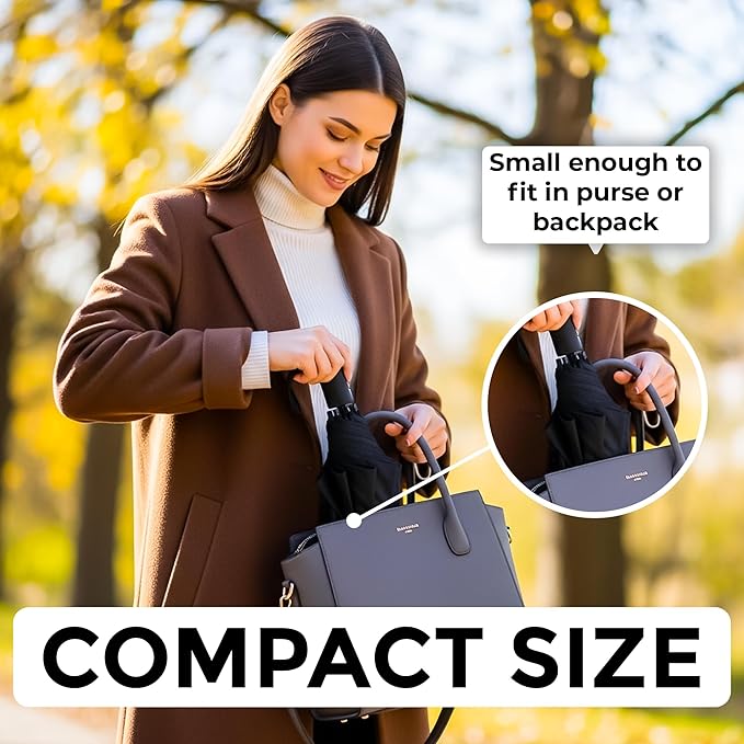 Compact Umbrella for Travel – Windproof & Waterproof Umbrella – Durable Umbrellas for Rain for Men & Women