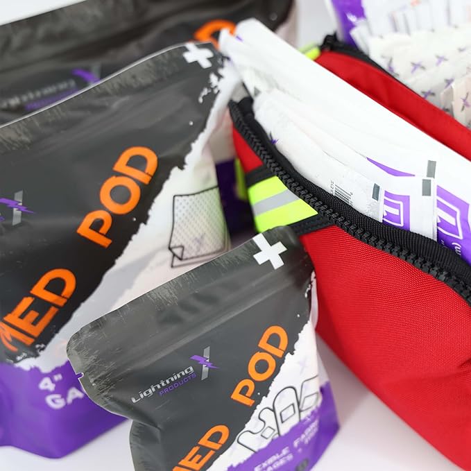 Lightning X Value Compact Medic First Responder EMS/EMT Stocked Trauma Bag w/Basic Fill Kit A - RED