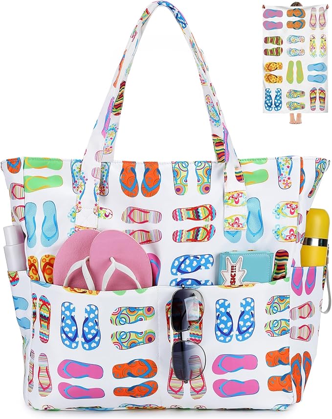 Bluboon Waterproof Beach Tote Pool Bags for Women Ladies Extra Large Carry On Bag With Wet Compartment for Weekender Travel